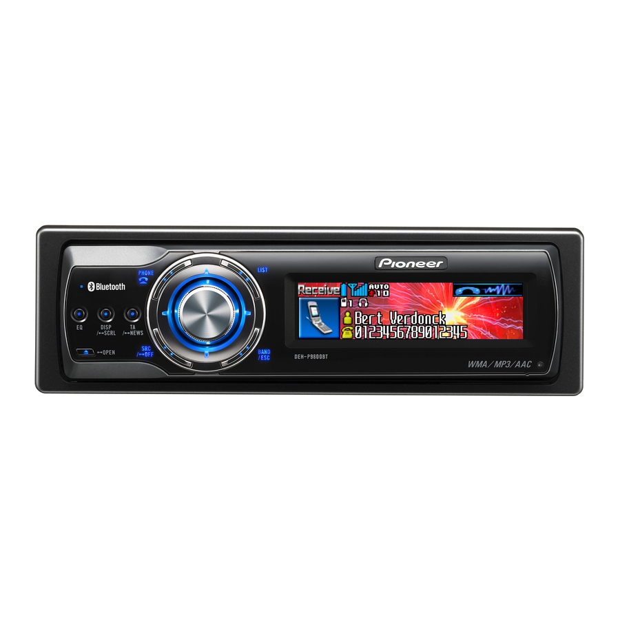Pioneer DEH-P9800BT Installation Manual