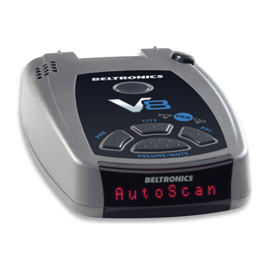 ESCORT Beltronics V8 - Radar Detector Manual