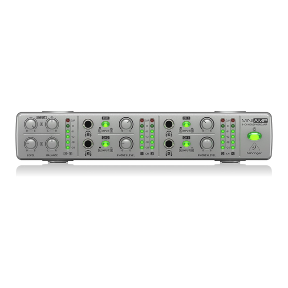 Behringer AMP800 Quick Start Manual