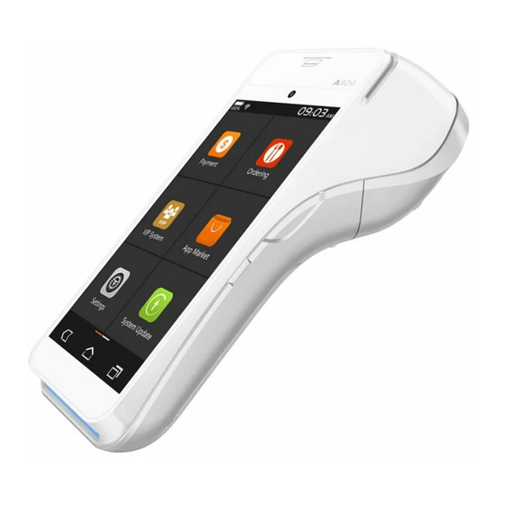 PAX A920 Series Quick Reference Manual