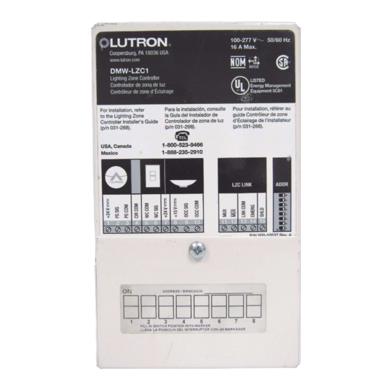 Lutron Electronics DMW-LZC1 Installation And Maintenance Manual