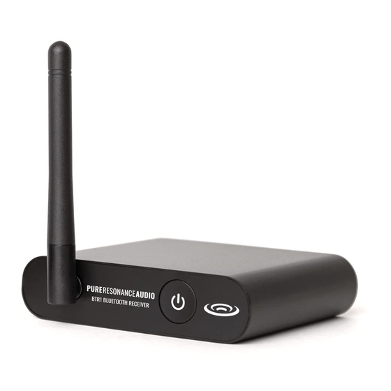 Pure Resonance Audio BTR1 Installation And Operation Manual
