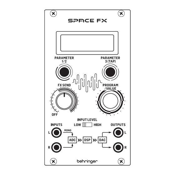 Behringer SPACE FX Quick Start Manual