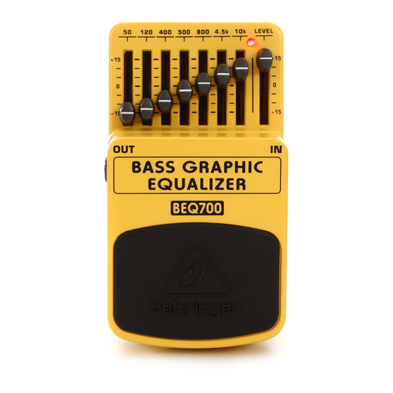BEHRINGER BASS GRAPHIC EQUALIZER BEQ700 MANUAL Pdf Download ManualsLib