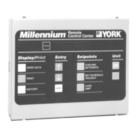 York Millennium Remote Control Center Operating Instructions Manual