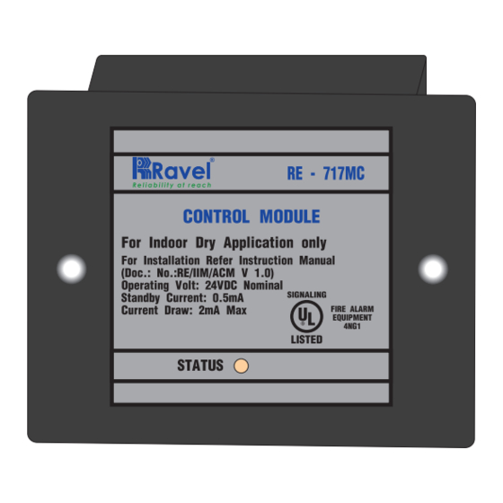 Ravel RE-717MC Installation And Maintenance Instructions
