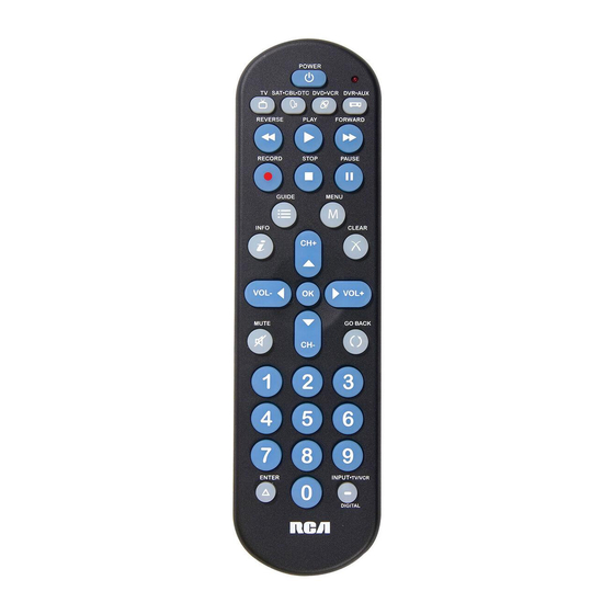 RCA RCR312W - 3 Device Partially Backlit Universal Remote Control Code List