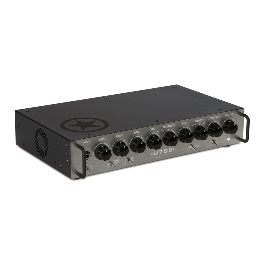Blackstar Unity Elite 700H - PRO BASS SYSTEM Manual