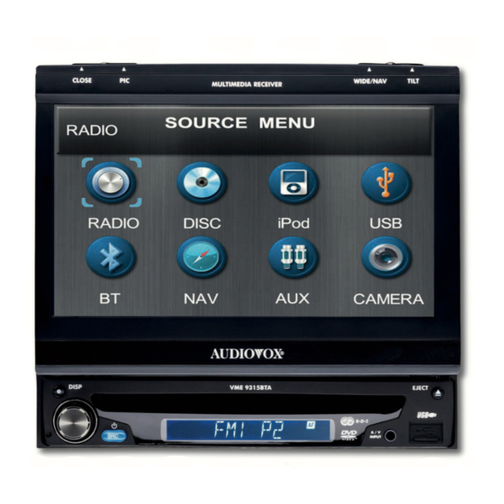 Audiovox VME 9315BTA BTM 10 Specifications