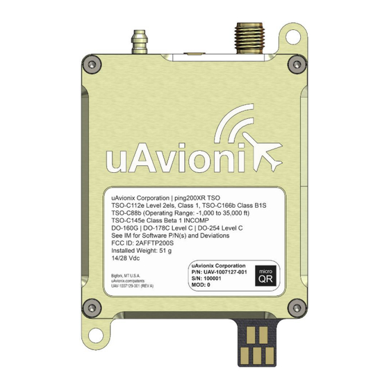 uAvionix ping200XR TSO User And Installation Manual