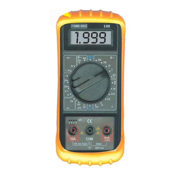 User Manuals: Kusam-meco 108 Digital Multimeter