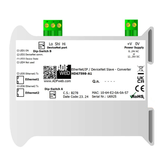 ADF Web HD67598-A1 User Manual