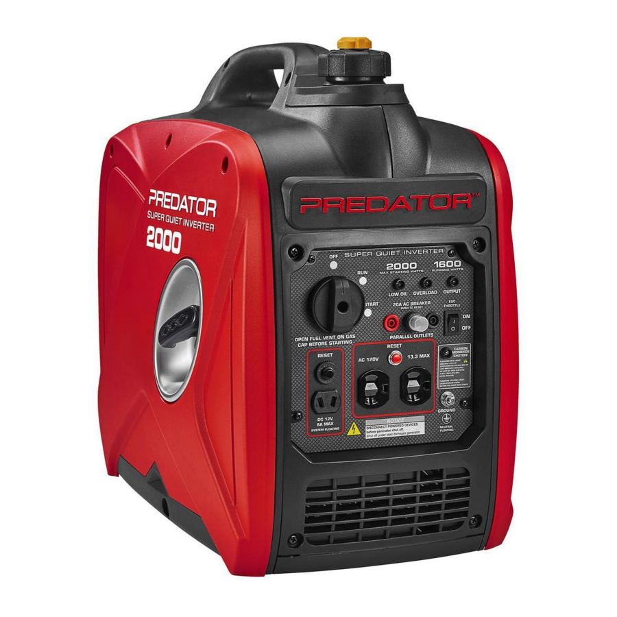 Predator 2000 Watt, 59135 - SUPER QUIET Inverter Generator Manual