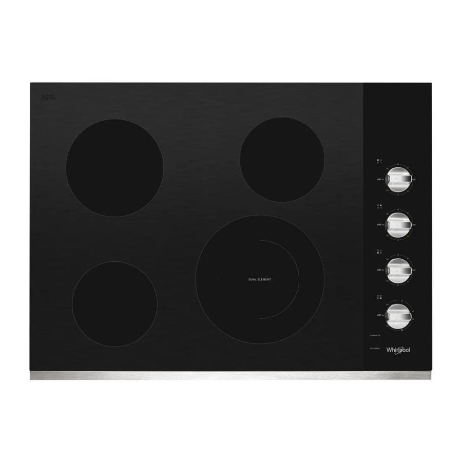 Whirlpool WCE55US0HS - 30-inch Electric Ceramic Glass Cooktop with Dual Radiant Element Manual