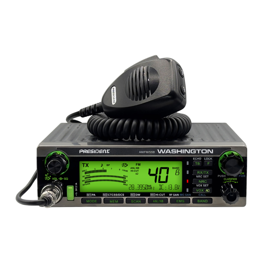 PRESIDENT WASHINGTON TXPR901 Manual