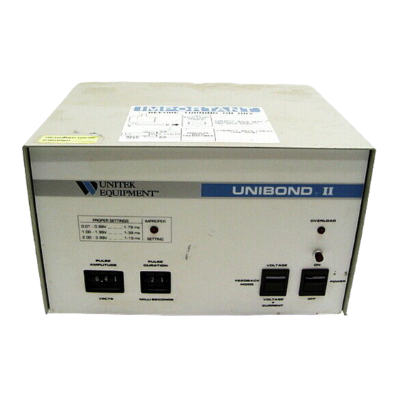 Unitek UNIBOND 2 Power Supply Manuals