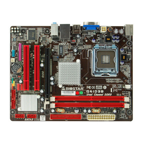 Biostar G41D3B Bios Setup Manual