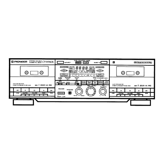 User Manuals: Pioneer CT-W910R Double Cassette Deck