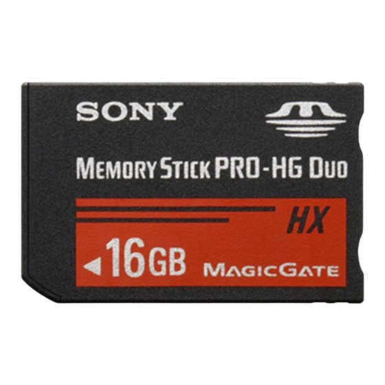 Sony Memory Stick PRO-HG Duo HX Series Operating Instructions