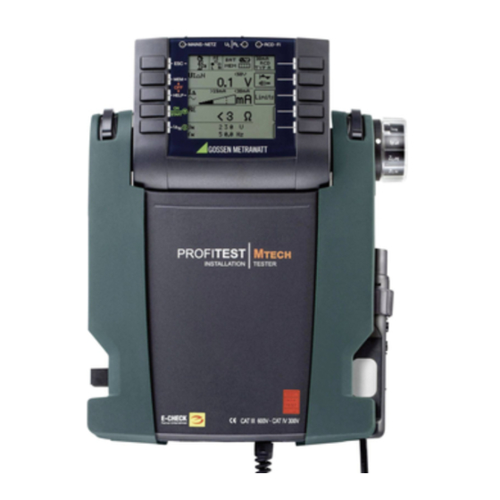 Gossen MetraWatt PROFITEST MBASE MTECH Short-Form Operating Instructions