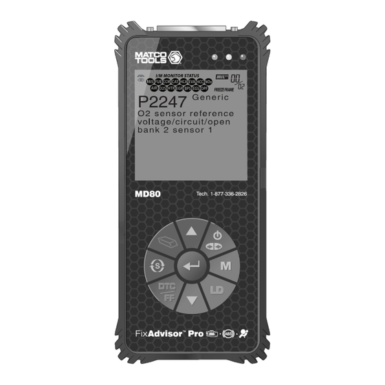 Matco Tools FixAdvisor Pro MD80 Quick Reference Manual