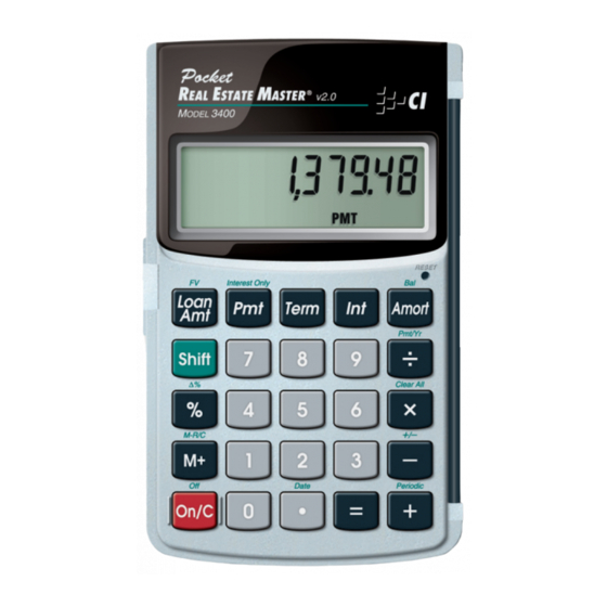 Calculated Industries Pocker Real Estate Master 3400 User Manual