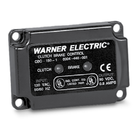 Warner Electric CBC-150 Series Installation And Operation Manual