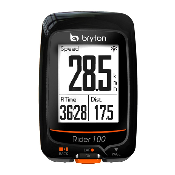 Bryton Rider 100 User Manual