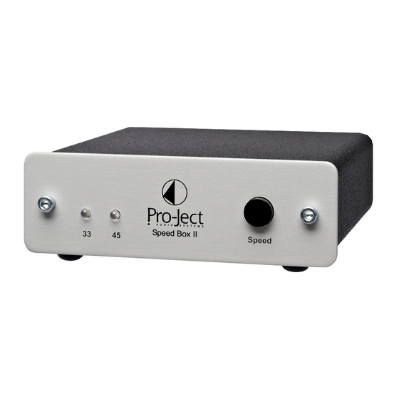 Pro-Ject Audio Systems Speed Box II Instructions For Use