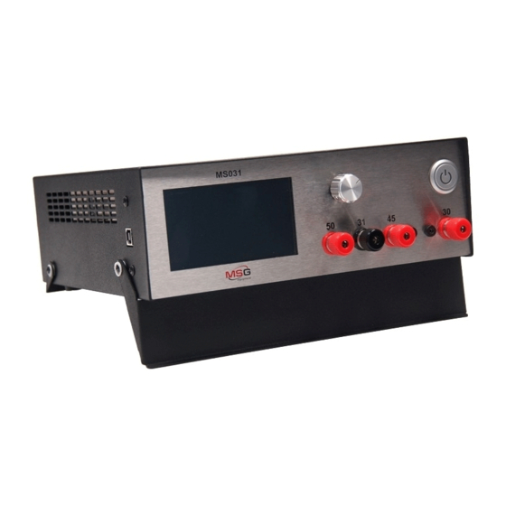 MSG Equipment MS031 Manual