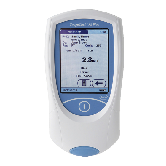 Roche CoaguChek XS Plus Quick Reference Manual