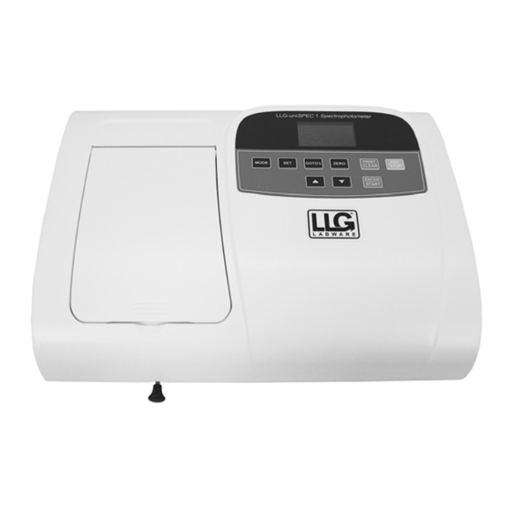 LLG uniSPEC 1 UV/VIS Spectrophotometer Manuals