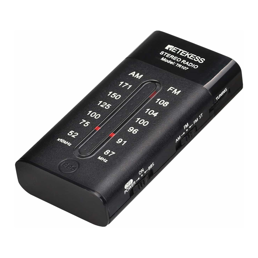Retekess TR107 - AM/FM 2 Band Radio Manual