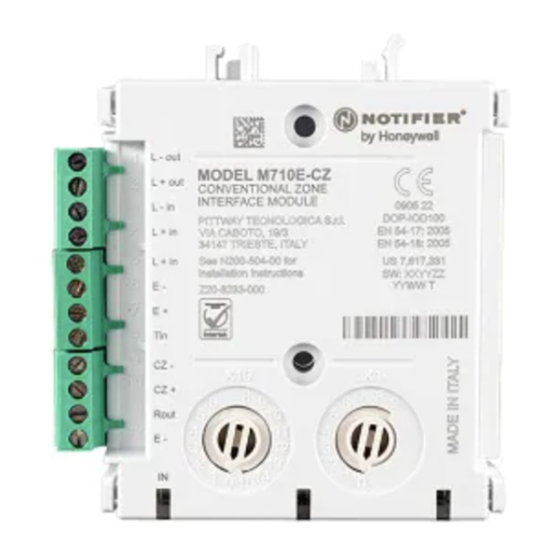 Honeywell NOTIFIER M710E-CZ Installation Instructions
