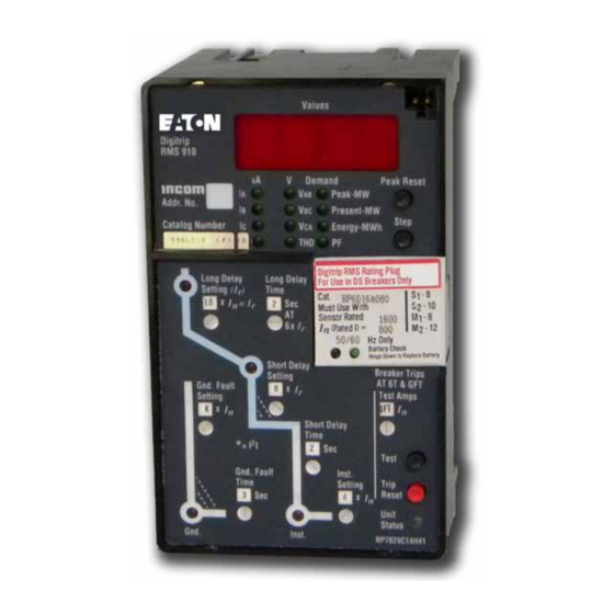 Eaton Digitrip RMS 910 Instruction Leaflet