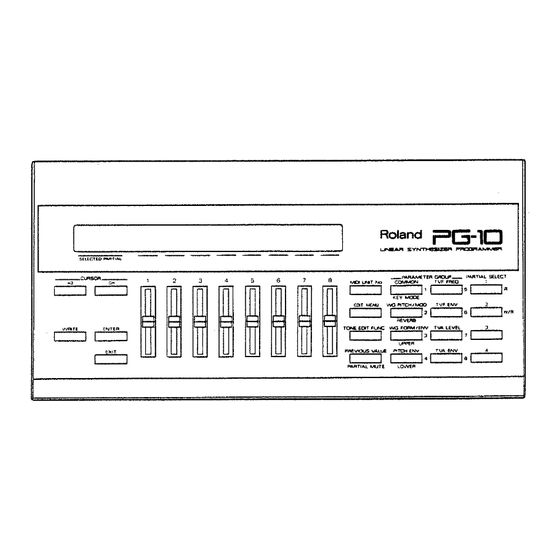 Roland PG-10 Owner's Manual