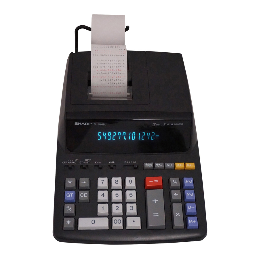 Sharp EL-2196BL - Electronic Printing Calculator Manual