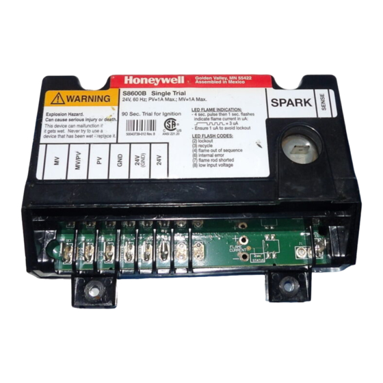 Honeywell S8670E Installation Instructions Manual