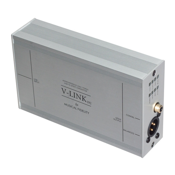 Musical Fidelity V-LINK Instructions
