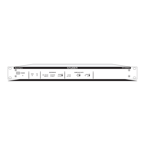 Studer D19 MasterSync Operating Instructions Manual