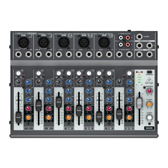 Behringer XENYX 1002B Operating/Safety Instructions Manual