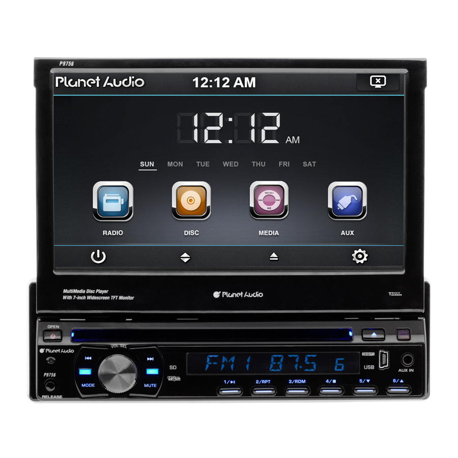Planet Audio P9756 - One Din In-Dash AM/FM DVD/MP3/CD Receiver Manual