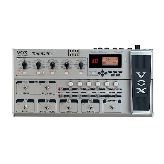 Vox Valvetronix ToneLab LE Owner's Manual