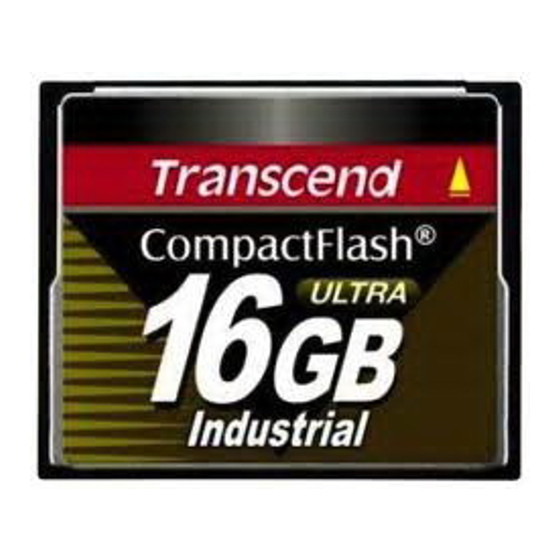 Transcend CompactFlash TS16GCF100I-P Specification Sheet