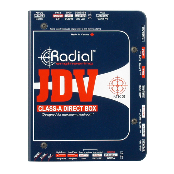 Radial Engineering JDV MK3 Direct Box Manuals
