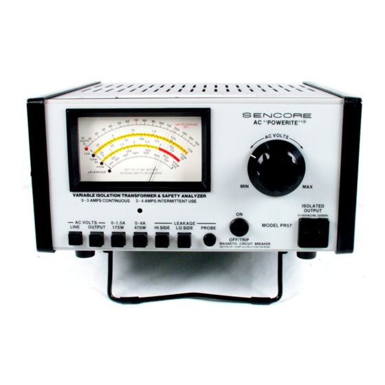 Sencore POWERITE PR57 Quick Start Manual