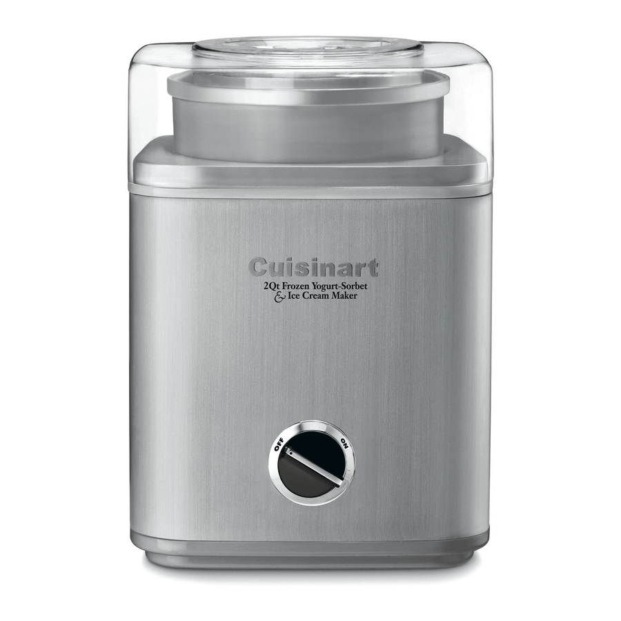 Cuisinart Pure Indulgence ICE-30BC Series Instruction And Recipe Booklet