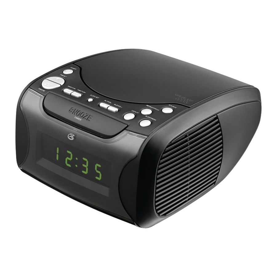 GPX 6724033 0.9 in AM & FM Clock Radio with CD Player Digital Plug-In Black 