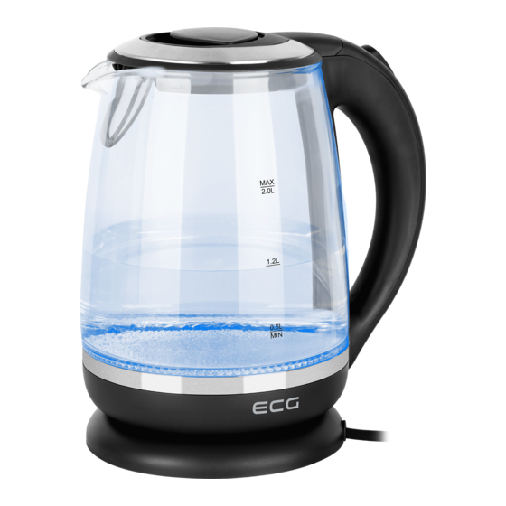 ECG RK 2080 Glass Electric Kettle Manuals