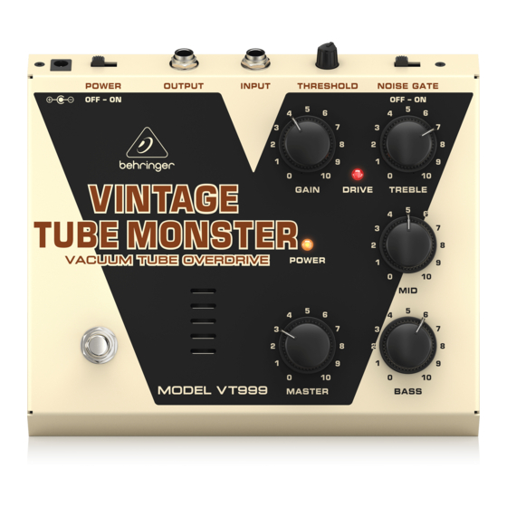 Behringer VINTAGE TUBE MONSTER VT999 User Manual